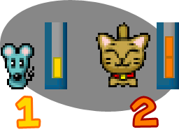 たまに出るピンクのネズミをつかまえるとアウトゲージが一回ぶん減るよ！